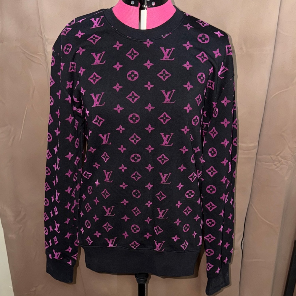 Louis Vuitton Black with Purple Monogram Crewneck Sweatshirt